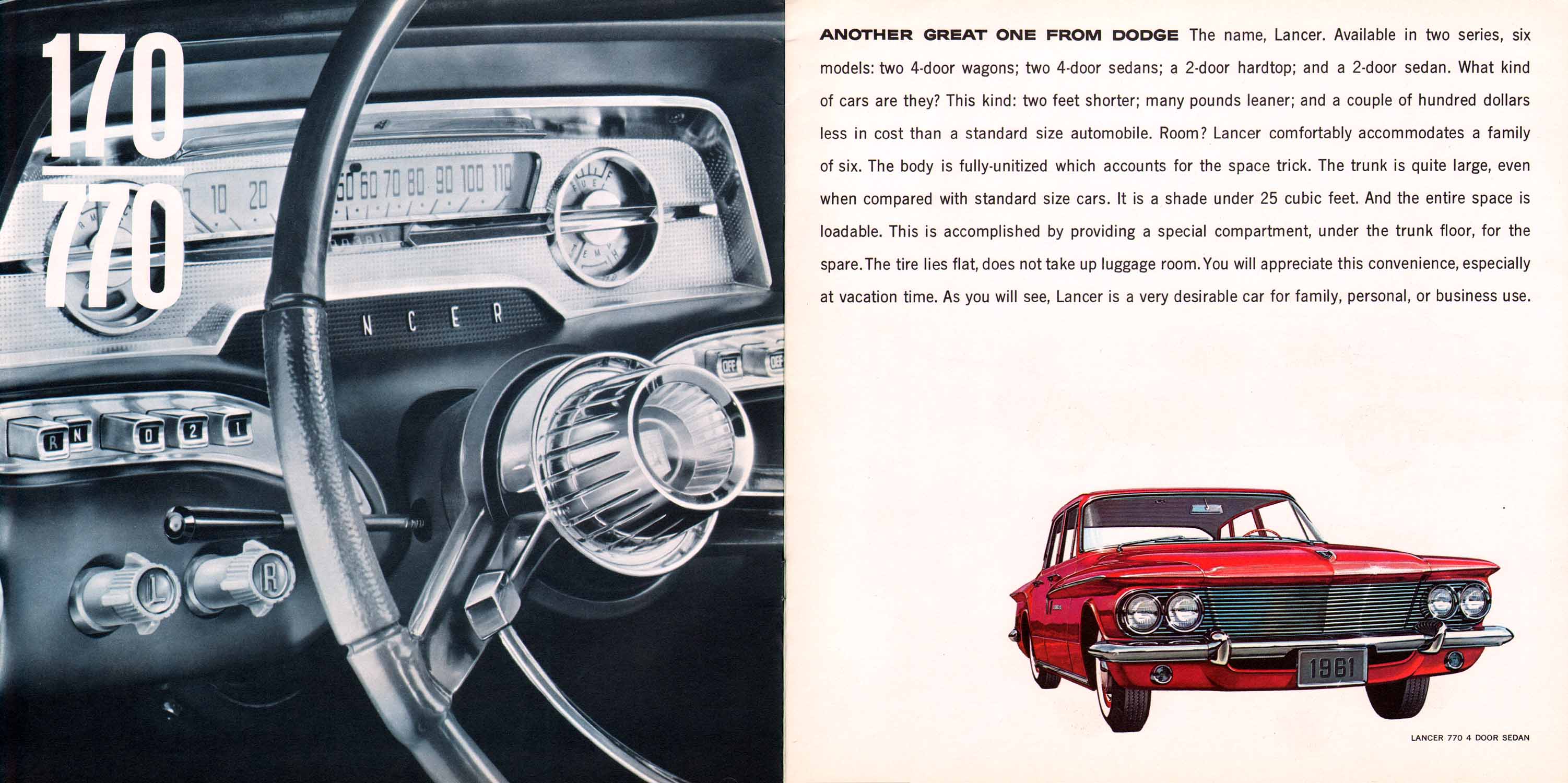 1961 Dodge Lancer Prestige Brochure Page 1